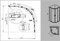 Душевой уголок Blix XP2CP4 -90 R 500 блестящий + Транспарент X3B270C00Z1C