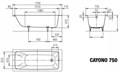 Ванна Cayono Мод.750 170х75x41 белый + anti-sleap+easy-clean 275030003001