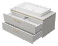 ELCHE -100 Тумба подвесная с 2 ящ. сер.кашемир (эмаль) + раковина УТ000022433