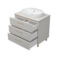 ELCHE - 80 Тумба напольная с 3 ящ. сер.кашемир (эмаль) + раковина УТ000023945