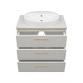 ELCHE - 80 Тумба напольная с 3 ящ. сер.кашемир (эмаль) + раковина УТ000023945
