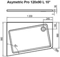 Поддон ASYMETRIC PRO 120x90 L 10° белый XA25G70101L