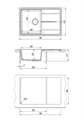 LINKOR - 78 см Мойка кухонная кварц.композит. прямоуг.(блок 50) жасмин LIN-78х51-03