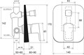 Смеситель скрытого монтажа 10° градусов Free black -TD F 061.20 с переключателем X070156