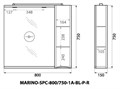 MARINO Шкаф зеркальный подвесной с одной расп. дверцей с доводчиками, LED 2x4W, правост., Bianco Lucido, 800х150х750, MARINO-SPC-800/750-1A-BL-P-R MARINO-SPC-800/750-1A-BL-P-R