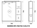 MARINO Шкаф зеркальный подвесной с одной расп. дверцей с доводчиками, LED 2x4W, правост., Bianco Lucido, 700х150х750, MARINO-SPC-700/750-1A-BL-P-R MARINO-SPC-700/750-1A-BL-P-R