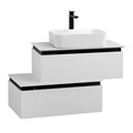 Тумба со столешницей подвесная и нижней тумбой CEZARES SLIDER 80 Bianco Opaco, столешница SLD-80/48-BO SLIDER-800-1C-SO-BO;SLIDER-800-1C-PI-BO;SLD-80/48-BO