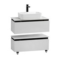 Тумба со столешницей подвесная и нижней тумбой CEZARES SLIDER 80 Bianco Opaco, столешница SLD-80/48-BO SLIDER-800-1C-SO-BO;SLIDER-800-1C-PI-BO;SLD-80/48-BO