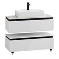 Тумба со столешницей подвесная и нижней тумбой CEZARES SLIDER 100 Bianco Opaco, столешница SLD-100/48-BO SLIDER-1000-1C-SO-BO;SLIDER-1000-1C-PI-BO;SLD-100/48-BO