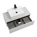 Тумба со столешницей подвесная и нижней тумбой CEZARES SLIDER 100 Bianco Opaco, столешница SLD-100/48-BO SLIDER-1000-1C-SO-BO;SLIDER-1000-1C-PI-BO;SLD-100/48-BO