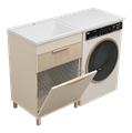ENFIDA - 60 Тумба напольная 1 ящ. под стир. машину, бежевая мат. эмаль с Б/К ENF-07060-031Я
