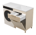 ENFIDA - 60 Тумба напольная 1 ящ. под стир. машину, бежевая мат. эмаль с Б/К ENF-07060-031Я