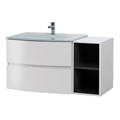 Тумба со стеклянной раковиной подвесная и открытым шкафчиком CEZARES ELETTRA 104 Bianco opaco, раковина белая 55521;55529;82415