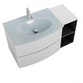 Тумба со стеклянной раковиной подвесная и открытым шкафчиком CEZARES ELETTRA 104 Bianco opaco, раковина белая 55521;55529;82415