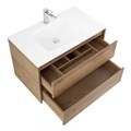 Тумба со стеклянной раковиной подвесная BelBagno KRAFT 90 Rovere Tabacco, раковина белая KRAFT-900-2C-SO-RT;BB910/465-LV-VTR-BL