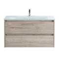 Тумба со стеклянной раковиной подвесная BelBagno KRAFT 90 Rovere Galifax Bianco, раковина белая KRAFT-900-2C-SO-RGB;BB910/465-LV-VTR-BL