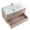 Тумба со стеклянной раковиной подвесная BelBagno KRAFT 90 Rovere Galifax Bianco, раковина белая KRAFT-900-2C-SO-RGB;BB910/465-LV-VTR-BL