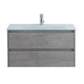 Тумба со стеклянной раковиной подвесная BelBagno KRAFT 90 Cemento Grigio, раковина белая KRAFT-900-2C-SO-CG;BB910/465-LV-VTR-BL