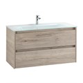 Тумба со стеклянной раковиной подвесная BelBagno KRAFT 80 Rovere Galifax Bianco, раковина белая KRAFT-800-2C-SO-RGB;BB810/465-LV-VTR-BL