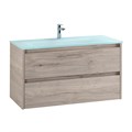 Тумба со стеклянной раковиной подвесная BelBagno KRAFT 80 Rovere Galifax Bianco, раковина белая KRAFT-800-2C-SO-RGB;BB810/465-LV-VTR-BL