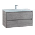 Тумба со стеклянной раковиной подвесная BelBagno KRAFT 80 Cemento Grigio, раковина белая KRAFT-800-2C-SO-CG;BB810/465-LV-VTR-BL