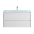 Тумба со стеклянной раковиной подвесная BelBagno KRAFT 80 Bianco Opaco, раковина белая KRAFT-800-2C-SO-BO;BB810/465-LV-VTR-BL
