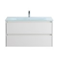 Тумба со стеклянной раковиной подвесная BelBagno KRAFT 80 Bianco Opaco, раковина белая KRAFT-800-2C-SO-BO;BB810/465-LV-VTR-BL