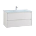 Тумба со стеклянной раковиной подвесная BelBagno KRAFT 80 Bianco Opaco, раковина белая KRAFT-800-2C-SO-BO;BB810/465-LV-VTR-BL