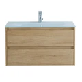 Тумба со стеклянной раковиной подвесная BelBagno KRAFT 100 Rovere Nebrasca Nature, раковина белая KRAFT-1000-2C-SO-RNN;BB810/465-LV-VTR-BL
