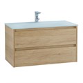 Тумба со стеклянной раковиной подвесная BelBagno KRAFT 100 Rovere Nebrasca Nature, раковина белая KRAFT-1000-2C-SO-RNN;BB810/465-LV-VTR-BL