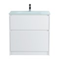 Тумба со стеклянной матовой раковиной напольная BelBagno KRAFT 80 Bianco Opaco, раковина белая KRAFT-800-2C-PIA-BO;BB810/465-LV-VTR-BO