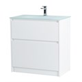 Тумба со стеклянной матовой раковиной напольная BelBagno KRAFT 80 Bianco Opaco, раковина белая KRAFT-800-2C-PIA-BO;BB810/465-LV-VTR-BO