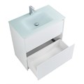 Тумба со стеклянной матовой раковиной напольная BelBagno KRAFT 80 Bianco Opaco, раковина белая KRAFT-800-2C-PIA-BO;BB810/465-LV-VTR-BO