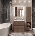 Тумба со стеклянной глянцевой раковиной напольная BelBagno KRAFT 80 Rovere Tabacco, раковина белая KRAFT-800-2C-PIA-RT;BB810/465-LV-VTR-BL