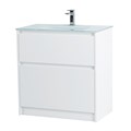 Тумба со стеклянной глянцевой раковиной напольная BelBagno KRAFT 80 Bianco Opaco, раковина белая KRAFT-800-2C-PIA-BO;BB810/465-LV-VTR-BL