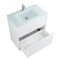 Тумба со стеклянной глянцевой раковиной напольная BelBagno KRAFT 80 Bianco Opaco, раковина белая KRAFT-800-2C-PIA-BO;BB810/465-LV-VTR-BL