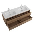 Тумба с четырьмя ящиками и раковиной на две чаши подвесная BelBagno KRAFT 140 Rovere Nebrasca Nature , раковина белая KRAFT-1400-4C-SO-2-RNN;BB1400-2-ETL