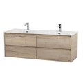 Тумба с четырьмя ящиками и раковиной на две чаши подвесная BelBagno KRAFT 140 Rovere Galifax Bianco , раковина белая KRAFT-1400-4C-SO-2-RGB;BB1400-2-ETL