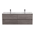 Тумба с четырьмя ящиками и раковиной на две чаши подвесная BelBagno KRAFT 140 Cemento Grigio , раковина белая KRAFT-1400-4C-SO-2-CG;BB1400-2-ETL