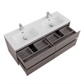 Тумба с четырьмя ящиками и раковиной на две чаши подвесная BelBagno KRAFT 140 Cemento Grigio , раковина белая KRAFT-1400-4C-SO-2-CG;BB1400-2-ETL