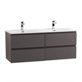 Тумба с четырьмя ящиками и раковиной на две чаши подвесная BelBagno KRAFT 120 Темно-Серый Матовый, раковина BB-8099-120-2 KRAFT-1200-4C-SO-GSO;BB-8099-120-2