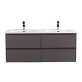 Тумба с четырьмя ящиками и раковиной на две чаши подвесная BelBagno KRAFT 120 Темно-Серый Матовый, раковина BB1200-2-ETL KRAFT-1200-4C-SO-GSO;BB1200-2-ETL