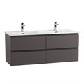 Тумба с четырьмя ящиками и раковиной на две чаши подвесная BelBagno KRAFT 120 Темно-Серый Матовый, раковина BB1200-2-ETL KRAFT-1200-4C-SO-GSO;BB1200-2-ETL