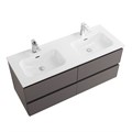Тумба с четырьмя ящиками и раковиной на две чаши подвесная BelBagno KRAFT 120 Темно-Серый Матовый, раковина BB1200-2-ETL KRAFT-1200-4C-SO-GSO;BB1200-2-ETL