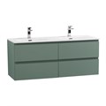 Тумба с четырьмя ящиками и раковиной на две чаши подвесная BelBagno KRAFT 120 Еловый Матовый, раковина BB-8099-120-2 KRAFT-1200-4C-SO-VO;BB-8099-120-2