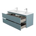 Тумба с четырьмя ящиками и раковиной на две чаши подвесная BelBagno KRAFT 120 Голубой Матовый, раковина BB-8099-120-2 KRAFT-1200-4C-SO-AO;BB-8099-120-2
