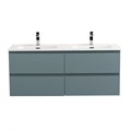 Тумба с четырьмя ящиками и раковиной на две чаши подвесная BelBagno KRAFT 120 Голубой Матовый, раковина BB1200-2-ETL KRAFT-1200-4C-SO-AO;BB1200-2-ETL
