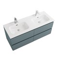 Тумба с четырьмя ящиками и раковиной на две чаши подвесная BelBagno KRAFT 120 Голубой Матовый, раковина BB1200-2-ETL KRAFT-1200-4C-SO-AO;BB1200-2-ETL