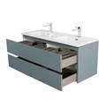 Тумба с четырьмя ящиками и раковиной на две чаши подвесная BelBagno KRAFT 120 Голубой Матовый, раковина BB1200-2-ETL KRAFT-1200-4C-SO-AO;BB1200-2-ETL