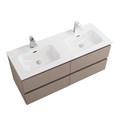 Тумба с четырьмя ящиками и раковиной на две чаши подвесная BelBagno KRAFT 120 Бежевый матовый, раковина BB1200-2-ETL KRAFT-1200-4C-SO-СO;BB1200-2-ETL